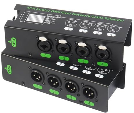 GIWFBQTR 1 Paar 4-Kanal 6,5 + 3-Poliger XLR Audio/über Netzwerkkabel-Extender DMX512 Netzwerk-Signal-Extender 1 Stecker + 1 Buchse