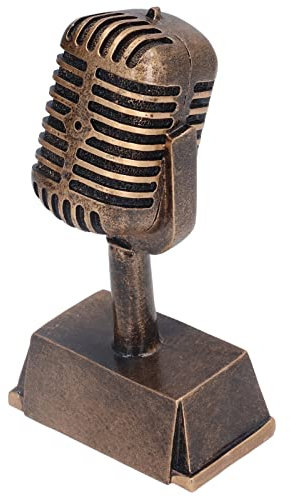 Qukaim Trofeo Microfono - Premio in Resina Stile retrò per Concorsi di Canto e Decorazioni per la Casa, Trofeo da Tavolo