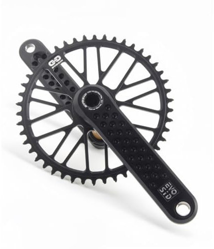 HZXQCVB 165/170/175mm Integriert Hohl Kurbelgarnitur Für Rennrad Aluminium-Legierung Faltrad-Kurbelarm-Satz Mit 40T/42T/44T/46T/48T GXP Kettenblatt Für 8-12 Gänge(175mm Black,46T)