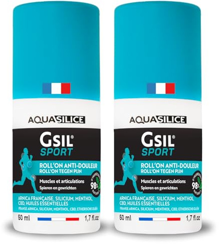 Lot x2 GSIL Sport - Roll'on Anti-Douleur - Action par le Froid - Soulage & Apaise Muscles, Articulations & Tendinites du Sportif - Arnica, Menthol & Huiles Essentielles - 2x 50 ml