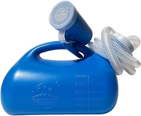 SGAONSN 2000ML Urinflaschen Unisex mit Auslaufsicherer Deckel und Schlauch, Tragbare Urinalflasche für Männer,Durchscheinende Kunststoff-Urinflasche für Reisen,Notfall,Bett,Camping