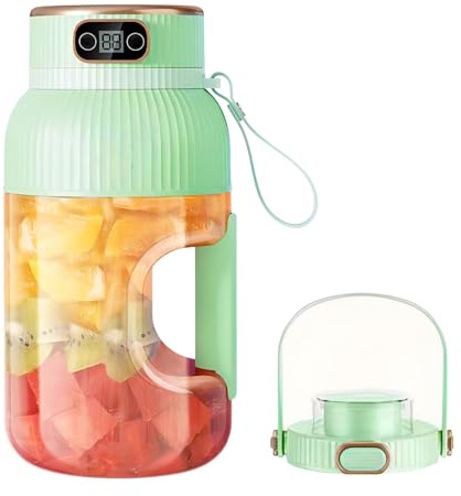 Tragbarer Entsafterbecher, 1200 ml Smoothie-Mixer mit Digitalanzeige, USB wiederaufladbar Multifunktionaler Portable Juicer Cup für Küche, Reisen, Büro, Fitnessstudio