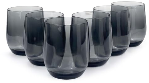 Yanglonghui Set of 6 Acrylic Drinkware - 20 Ounce Plastic Wine Glasses, Shatterproof and Stackable, BPA Free, Dishwasher Safe, Reusable Cups for Parties and Poolside Use with (Gery, 15 Ounce)