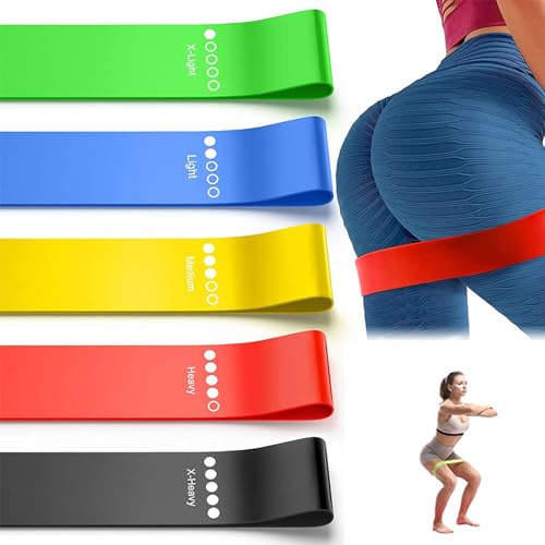 Oenothera 5 Stücke Fitnessbänder, Resistance Bands mit 5 Widerstandsstufen, Widerstandsbänder Resistance Band für Muskelaufbau,Yoga,Gymnastik usw