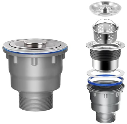 QruiLanTu 3-1/2'' ﻿Sink Drain Kit Sink Drain Basket Sink Drain Assembly 304 Stainless Steel Sink Strainer Drain Basket Replacement Fit Standard Sink Drain Hole for Kitchen Bathroom Laundry Room