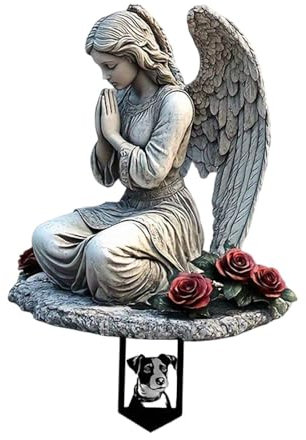 Baoblaze Praying Cherub Garden Stake Acrylic Memorial Plaque, Outdoor Decorative Flower Pot and Flower Bed Ornament, Waterproof Flat Grave Cemetery Decoration for Lawn, Patio, Yard