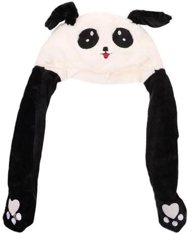 Rrlihjgu Panda-Tiermütze, Winter-Panda-Mütze | Winter-Ski-Hoodie-Mütze - Gemütliche Plüschtiermütze, leuchtende Tiermütze mit beweglichen Ohren für kaltes Winterwetter