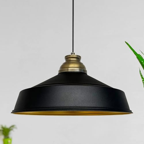 bamyum Asletl Hängelampe Esstich Ø41 cm, Pendelleuchte Vintage, Hängelampe Industrial aus Metall E27, Wohnzimmerlampe Hängend Vintage, Pendelleuchte Esstisch und Wohnzimmer, Küchenlampe Schwarz