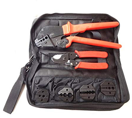Crimpadora Terminales, Juego de herramientas manuales combinadas de alicates de crimpeado para cables de TV y coaxiales, kit de herramientas de crimpeado BNC con matrices reemplazables, alicates mult