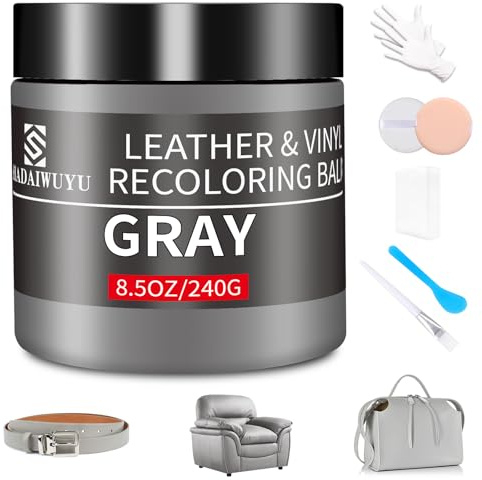 SHADAIWUYU Gris Reparador Cuero,Cuero Liquido Reparador Pintura para Cuero para Reparar el Desgaste y Las Marcas en Sofás, Muebles de Vinilo, Asientos de Automóvil y Zapatos de Cuero