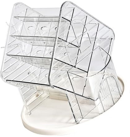 Wynrzyj Bandeja de almacenamiento de maquillaje giratoria 360 organizadores cosméticos con percha de joyería estante de torre de árbol para baño y uso de lavabo