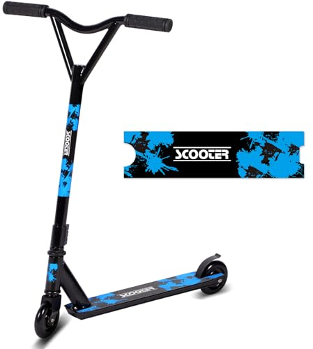 Stunt Scooter, Pro Street Stunt Scooters with 100mm PU Wheels and ABEC-7 Bearings, Entry Level Freestyle Kick Scooter for Kids Teens Ages 8+ (Blue Black)