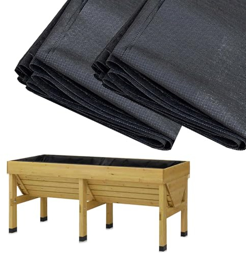 NEUSID 2 Pcs Fabric Liner for Large Veg Trough Planters Outdoor Raised Bed Liners Heavy Duty Non-Woven Black Vegetable Trug Herb Vegtrug Planter Liner (Large, 160cm x 290cm)