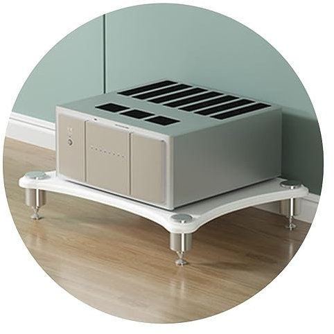 AV-hylla modern vit 1 nivå HiFi-ställ TV-stativ med högtalarhylla och förstärkarskåp snygg förvaringslösning för ditt underhållningssystem 60 x 48 x 10 cm