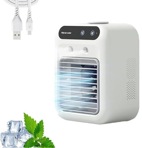 SAYEYBU Mini Condizionatore d'Aria, Condizionatori d'Aria Portatili, Raffrescatore d'Aria Evaporativo E Umidificatore per Camera da Letto, Ufficio, Campeggio, Auto,Bianca