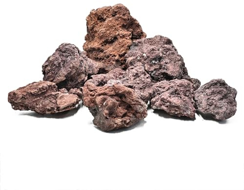 KINGRUI Red Lava Rock Natural Volcanic Stones 6-18cm Fish Tank Rocks for Aquariums,Shrimp,Betta,Aquascaping,Bonsai Substrate,Terrariums & Garden Landscape Rock-3.6kg 5-6Pcs