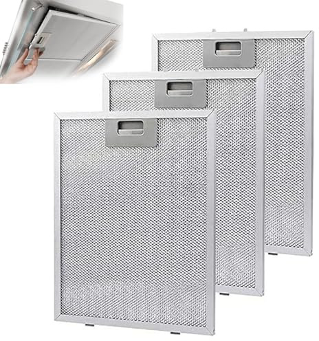 3 Piezas Filtro de Grasa Metálico, Filtro de Ventilación Universal de Malla de Aluminio, Filtros de Campana Extractora, para Campanas Extractoras de Muchas Marcas Líderes (320x260mm)