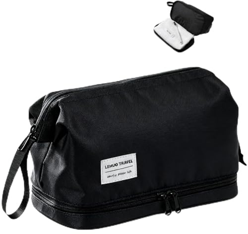 Organiseur suspendu en polyester résistant à l'eau avec compartiments – Trousse de toilette pour homme, trousse de toilette pour homme, trousse de toilette compacte pour le rasage et le toilettage