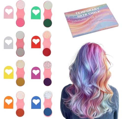 8 Colores Tiza De Pelo,8 Colores Diferentes Tiza Para El Cabello Lavable,Temporal Para Teñir El Cabello,Tintes De Cabello Lavables, Para Halloween, Navidad, Fiesta De Cumpleaños