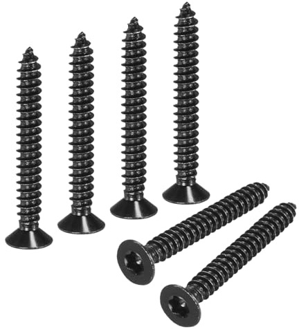 M METERXITY 100 Pack Torx Screws, M5 x 40mm Flat Head Wood Screw 304 Stainless Steel Full Threaded Countersunk Self Tapping Star Sheet Metal Bolts for Wood/Furniture [Black]