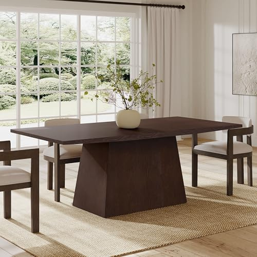 Christopher Knight Home Coadz 82 inch Wooden Dining Table, Modern Rectangular Kitchen Dinner Table for 6-8 People, Pedestal Wooden Dining Furniture for Kitchen Office Conference Room, Espresso Brown