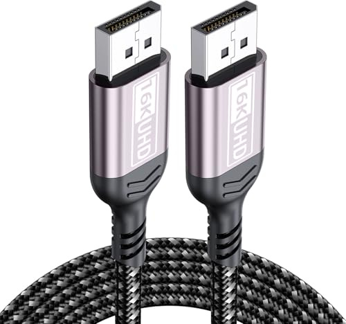 Kioylmo Displayport Cable 1.5m 80gbps 16k 60hz Dp Cord 8k 240hz 4k 540hz Hdr Hdcp Dsc Freesync G-SyncCompatible with HDR HDCP 2.3 DSC FreeSync G-Sync Monitor Graphics RTX 5090 4090 PC HDTV, Sky-Blue