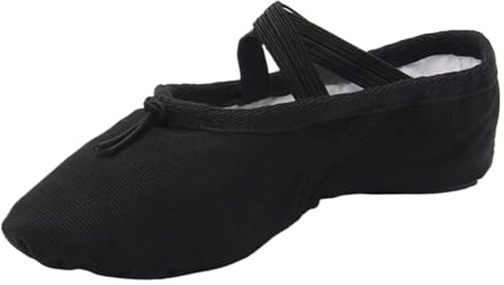 Balettskor för kvinnor, sneakers för flickor, ballerinor, praktiska dansskor för barn, träning i canvas med mjuk sula för kvinnor, svart, 43 EU