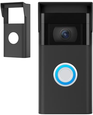 Augstci Silicone Case for Ring Video Doorbell 2nd Gen (2020 Release) – Weatherproof Ring Doorbell Cover with Sun Glare Visor, UV & Heat Resistant Accessories – Black