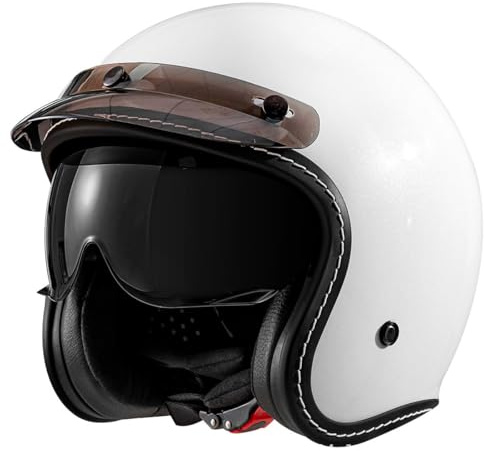 Mezzo Caschi Motociclista Retrò Caschi Moto Jet E Demi-Jet Con Visiera Casco Scodella Portatile ECEDOT Omologato Casco Ciclomotore Elmetto Scooter Per Uomo Donna 6,XXL:63-64CM
