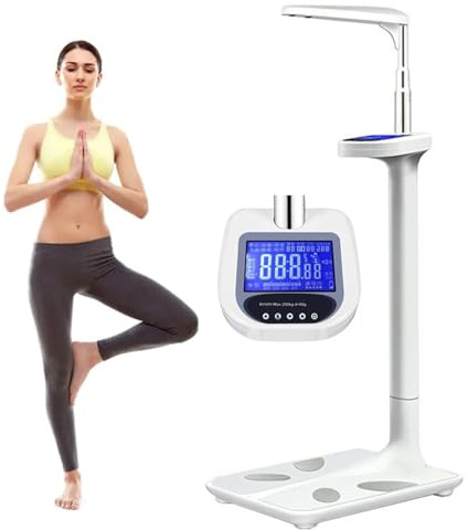 Vågar för kroppsvikt Kroppsfettvåg 440 LB Kapacitet, Ultraljudslängd Kroppsfettanalysator, Professionell med LCD-display för vikt/längd/fetmavärde/BMI,