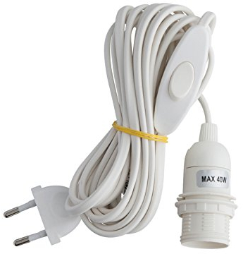 Bungalow - Kabel mit Fassung - für die Papiersterne 400 cm Kabel - mit Schalter - E14