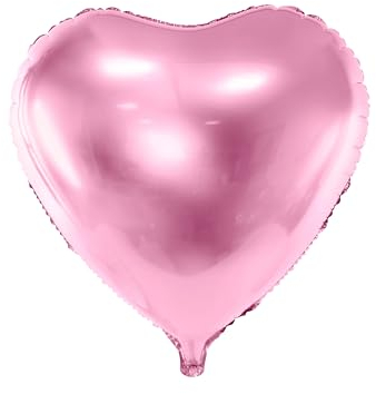 PartyDeco - Globo Mylar Foil con Forma de corazón Rosa Metalizado, 45 cm de diámetro