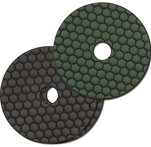 Profi Diamant Schleifpad Set Dia-Dry, 2x50er und 1x100er Körnung, Ø 125 mm, für Trockenschliff, zum bearbeiten von Natursteinen, Glas, Keramik, Fensterbänken, Arbeitsplatten, Beton, Granit, Marmor