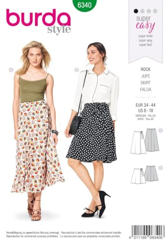 Burda Schnittmuster 6340, Rock [Damen, Größe 34-44] zum Selbernähen, ideal für Anfänger [L1]