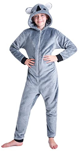 CityComfort Body Pyjama Grenouillères Enfant Fille Garcon Accessoires Licorne Lapin Pingouin Dinosaure Chat Chien Koala 2-14 Ans (13-14 Ans, Koala Gris)