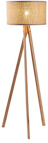 Teamson Home Hailey LED Tripod Standing Floor Lamp with Drum Shade, Modern Lighting in Beige for Living Room, Bedroom or Dining Room