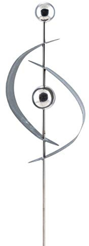 Gehlmann dekorativer moderner Gartenstecker Ornament Edelstahl Silber glänzend mit 2 Edelstahlkugeln