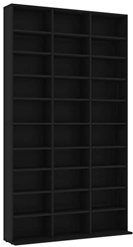 vidaXL CD-Regal Regalwand Bücherregal Regal Schrank CD DVD Aufbewahrung Medienregal Standregal Bücherschrank Schwarz 102x16x177,5cm Holzwerkstoff