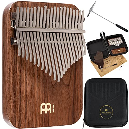 Sonic Energy Massivkörper Kalimba – C-Dur, 21 Töne – Schwarzes Walnussholz – Für Meditation, Yoga, Percussion – Inkl. Zubehör (KL2101S)