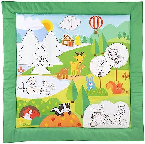 Chicco Alfombra de los Números, Aquadoodle Mágica 80 × 80cm, 5 Zonas para Colorear, Rotulador de Agua, el Color Desaparece al Secarse, Alfombra de Juguete Infantil, Juguetes para Niños de 2 a 4 Años
