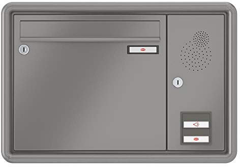 RENZ / RS3000 / Unterputz-Briefkastenanlage Einbau-Briefkasten/RAL-Farbe 9007 Volumen 12 L/Sprechsieb rechts/Dein-Briefkasten.de