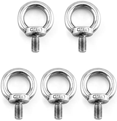 QWORK® 5 Stück M8 Ringschraube - 120KG - 304 Edelstahl Ösenschrauben für Rolle des Befestigens und Hängens