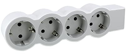 LEGRAND, Flache Steckdosenleiste, 4-fach Steckdose, Mehrfachsteckdose, ohne Kabel, Ultraweiß/Grau, 694575