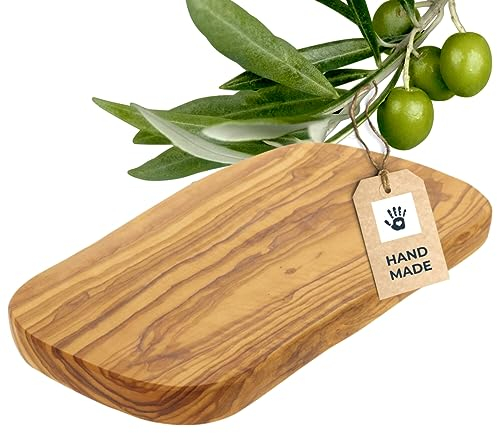 HOFMEISTER® Planche en bois d'olivier - Planche à découper en bois de haute qualité pour le barbecue & la cuisine - Plat de service parfait & idéal pour offrir