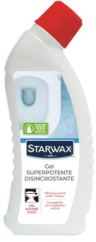 STARWAX - Gel superpotente disincrostante per WC - Azione choc - Compatibile fosse biologiche - Scioglie il calcare - Efficace sul fondo della tazza del WC - 750ml