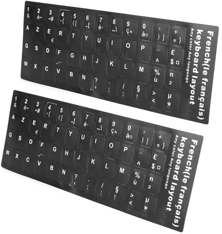 Pegatinas de Teclado, Pegatinas para Ordenador Portátil y de Sobremesa Letras de Teclado Francés Pegatinas de Repuesto Fondo Negro con Letras Blancas para Computadora de Escritorio PC Portátil