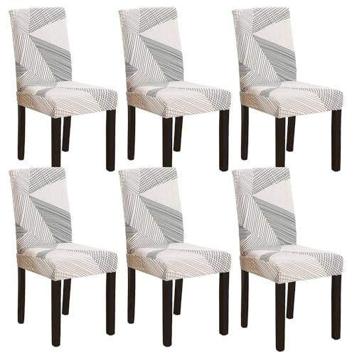 NFYUEBUC Funda para sillas con respaldo de 6 piezas, Cubre Sillas, elástica, universal, antimanchas, moderna, lavable, decorativa, para salón, casa, restaurante, hotel (multicolor 1)