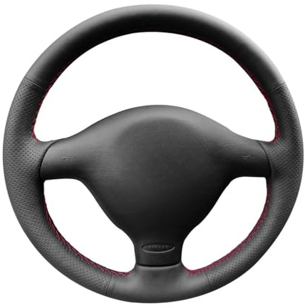 MEWANT Stitch Schwarzer Kunstleder-Lenkradbezug für Passat B5 für Golf 4 (IV) für Bora für Sharan für Polo 1998–2004