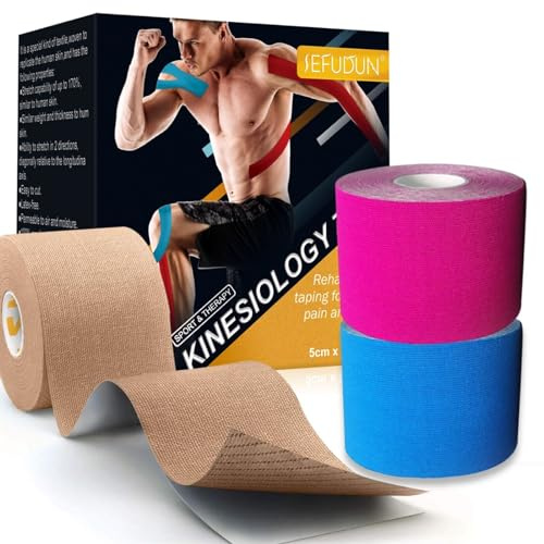 P-Beauty Kinesiologie Tape für Sport und Medizin | Sporttape, Physiotape | Unterstützt Muskeln & Gelenke | starker Halt, elastisch | Wasserfest, Latexfrei | Fix Bandage Hautfarbe (5m x 5cm, 1 Rolle)