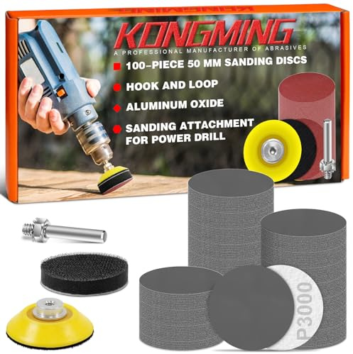 KONGMING Lijas 50mm 100 Piezas Grano 3000 Papel de Lija para Taladros y atornilladores